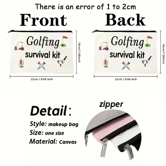 Golf Survival Kit Multipurpose Storage Bag Cosmetic Tee’s Pencil Scorecard White - Picture 2 of 16